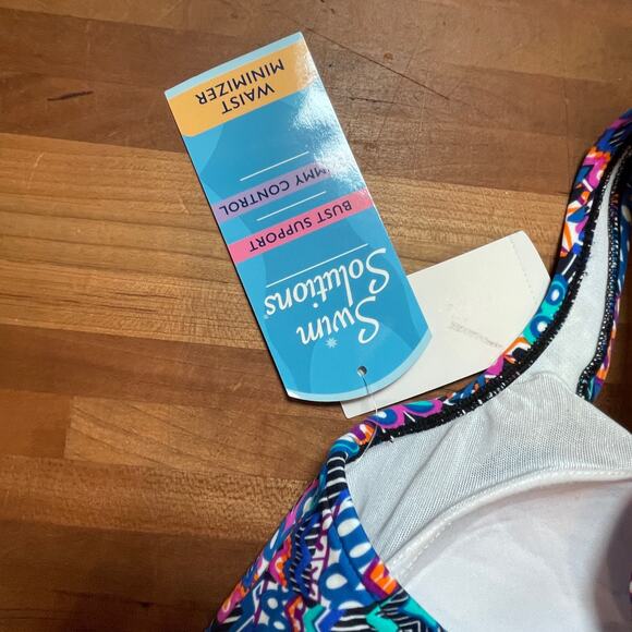 Swim Solutions Women's Tummy-Control Shirred One-Piece Swimsuit,12 - Picture 7 of 12